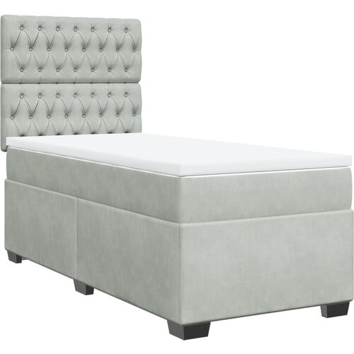 VidaXL Box spring postelja z vzmetnico svetlo siv 90x190 cm žamet, (21308656) Slike
