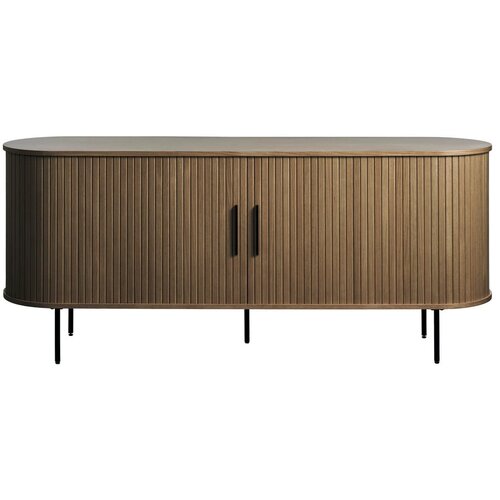 Unique Furniture Rjava komoda v hrastovem dekorju z drsnimi vrati 180x76x45 cm Nola &amp;ndash; Slike