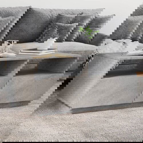 VidaXL Klubska mizica z LED lučkami betonsko siva 90x49x40 cm Slike