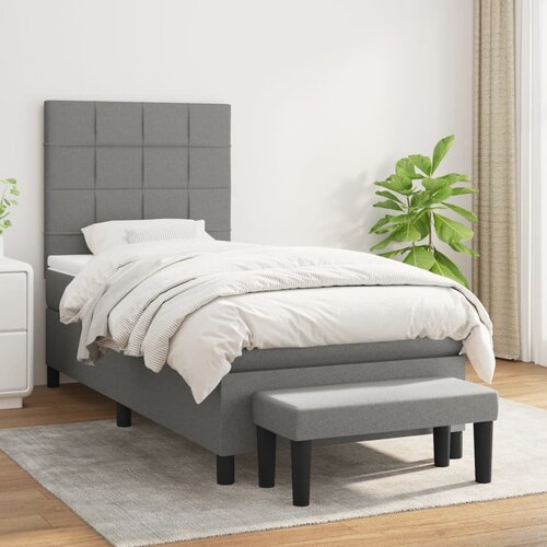 vidaXL Box spring postelja z vzmetnico temno siva 90x190 cm blago Cene