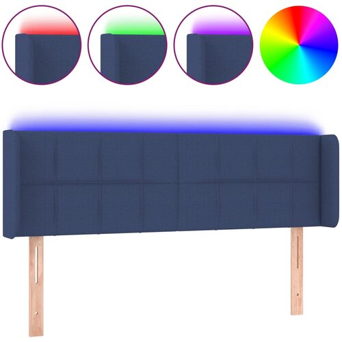 Maison Chic LED Posteljno vzglavje - Vzglavna omarica - Nočna omarica modro 147x16x78/88 cm blago, (21709640) Slike