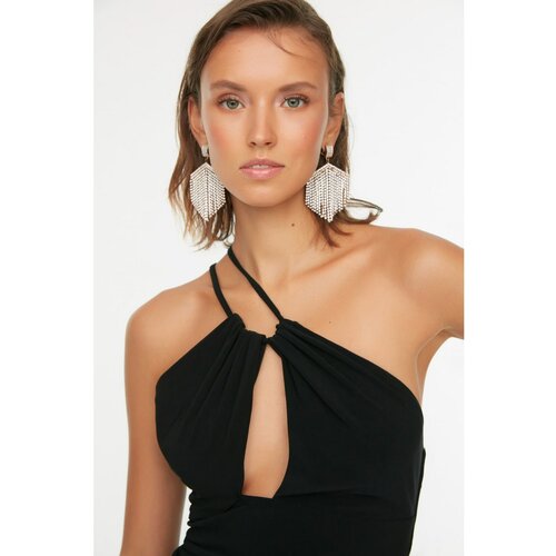 Trendyol Black Collar Detailed Knitted Dress Slike