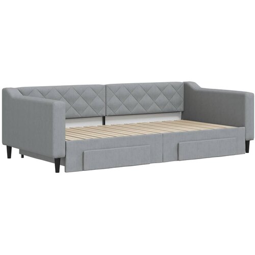  Dnevni krevet na razvlačenje svjetlosivi 100x200 cm od tkanine Slike