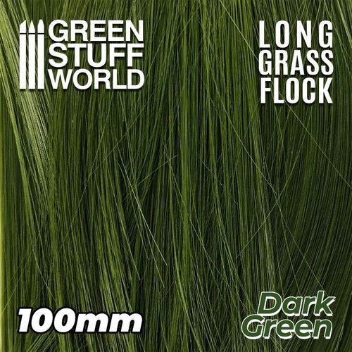 Green Stuff World Long Grass Flock 100mm Dark Green | Duga trava 100mm tamno zelena Slike