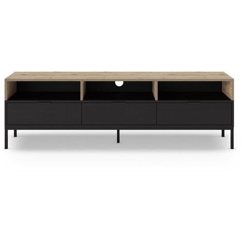 Marckeric Crna/u prirodnoj boji TV komoda u dekoru hrasta 180x55 cm Marion – Cijene