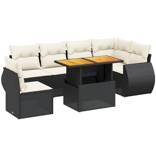  7-dijelni set vrtnih sofa od poliratana s jastucima crni Crna 100 x 55 x 73 cm Slike