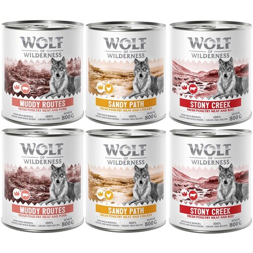 Wolf of Wilderness 10% popust! Mokra pasja hrana mešana pakiranja - 6 x 800 g: SENIOR Expedition Cene