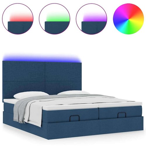  Otomanski okvir kreveta s madracima plavi 200x200cm tkanine Slike