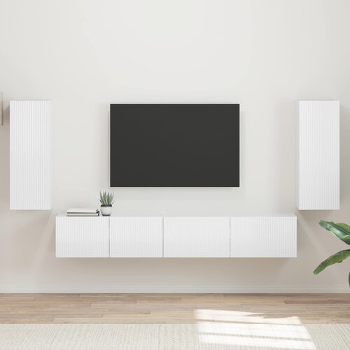  Set TV komoda 4 pcs Visoki sjaj bijela Konstruirano drvo Cene