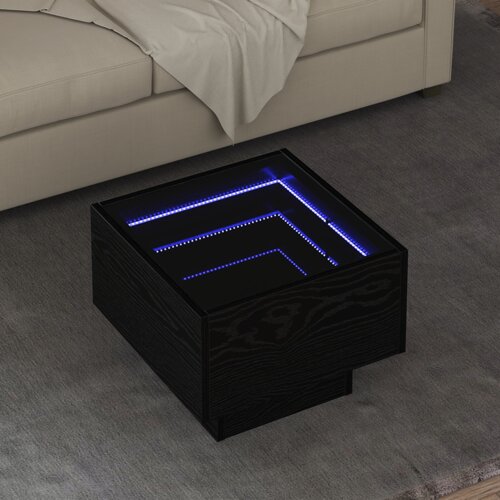 vidaXL Stranska miza Črni hrast 40 x 40 x 30 cm Konstruiran les Cene
