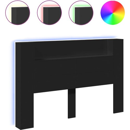 Maison Chic posteljno vzglavje - vzglavna omarica - nočna omarica led črna 160x16,5x103,5 cm, (21704344) Slike