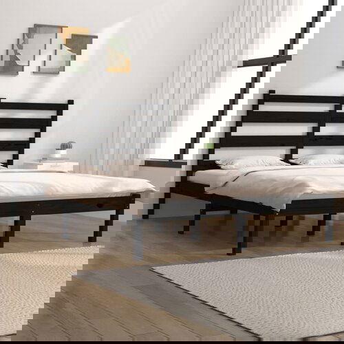 Furnova Posteljni okvir črn iz trdne borovine 200x200 cm, (21938317) Slike