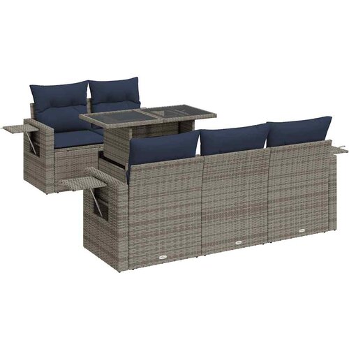  6-dijelni set vrtnih sofa od poliratana s jastucima sivi Slike