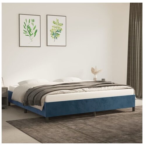 Posteljni okvir temno moder 200x200 cm žamet Cene
