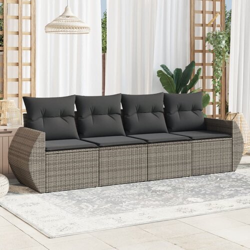 vidaXL 4-dijelni set vrtnih sofa od poliratana s jastucima sivi Cijene