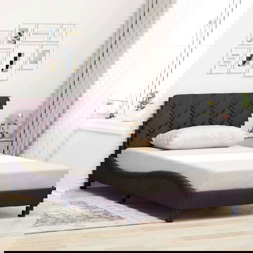  Okvir za krevet bez madraca tamnosmeđi 100x200 cm od tkanine Slike