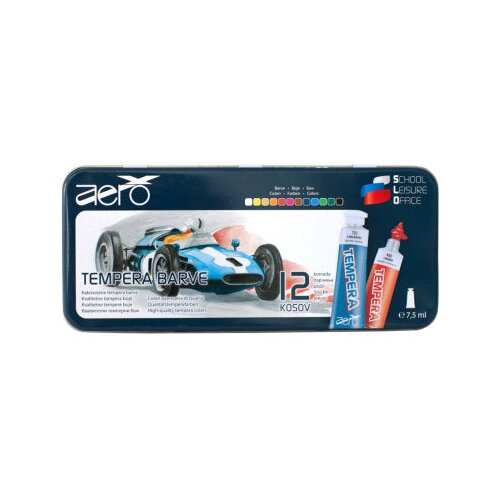 Boja tempera Aero 7,5ml tubice 12 kom u limenoj kutiji, design trkači automobil Slike