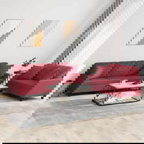 vidaXL 2-dijelni set sofa s jastucima boja vina od umjetne kože Cene