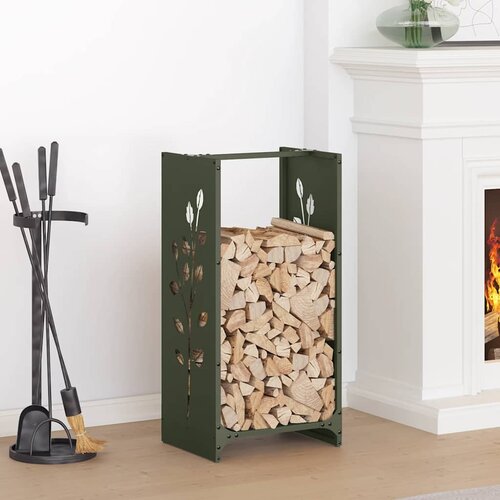 vidaXL Stojalo za drva olivno zelena 40x30x80 cm hladno valjano jeklo Cene
