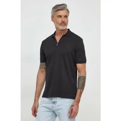 Calvin Klein Pamučna polo majica boja: crna, bez uzorka