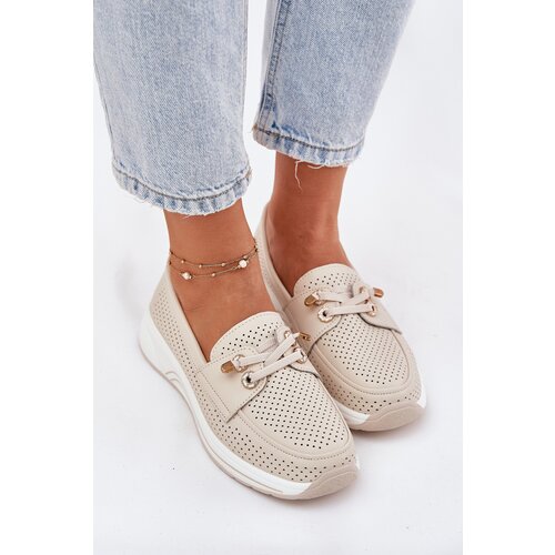 ARTIKER Leather Half Shoes Made Of Natural Leather On Platform Cene