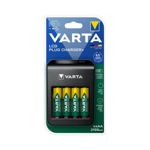 Varta 57687101441 - LCD punjač za baterije 4x AA/AAA, 2100 mAh, 230 V Slike