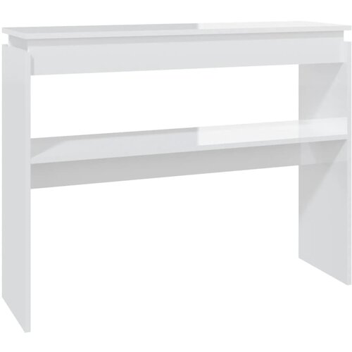 Maison Chic konzolna miza - miza ob steni visok sijaj bela 102x30x80 cm iverna plošča, (21786615) Cene