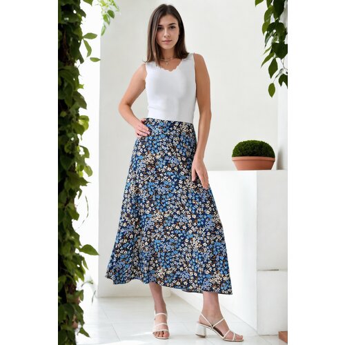 Dewberry 16652 Womens Midi Woven Skirt-NAVY BLUE Cijene