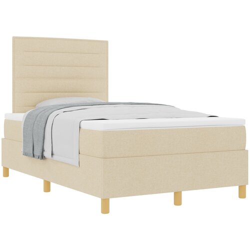 vidaXL Box spring postelja z ležiščem krem 120x200 cm iz blaga, (22051107) Cene
