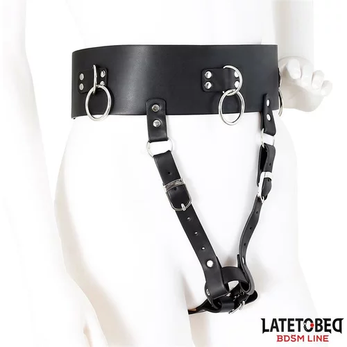 LATETOBED BDSM Line Adjustable Female Chastity Belt Black
