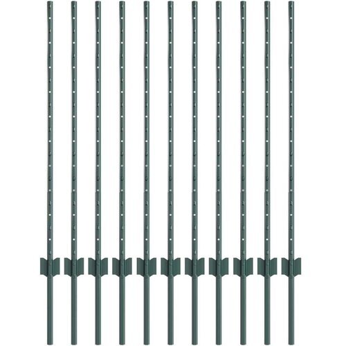  Steber ograje. 11 pcs Zelena 100 cm Jeklo, (5000157916) Slike