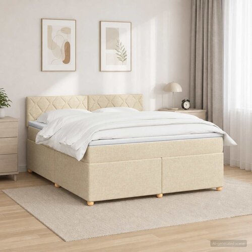  Boxspring krevet s madracem Krem 180 x 200 cm Tkanina 180 x 200 x 100.5 cm Slike