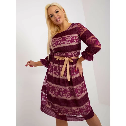 Fashion Hunters purple cocktail dress of larger size with belt