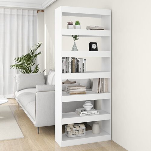 VidaXL knjižna omara/pregrada bela 80x30x198 cm iverna plo&amp;scaron;ča Slike