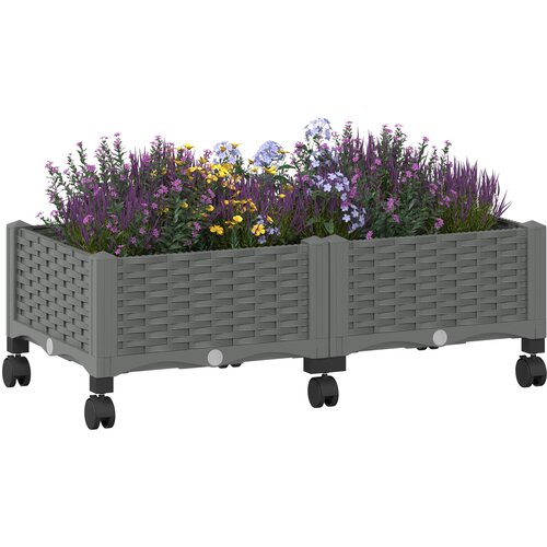  Vrtni saksija s kotačima Svjetlosiva 80 x 40 x 33 cm PP Slike