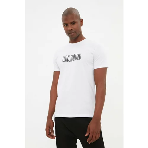 Trendyol White Men Regular Fit Crew Neck Short Sleeved Printed T-Shirt