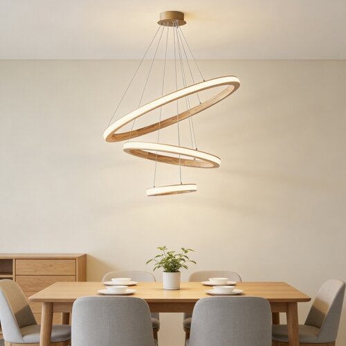  Brilagi - drveni LED luster UMEA WOOD na sajli, LED/45W/230V, prečnik 60 cm Slike