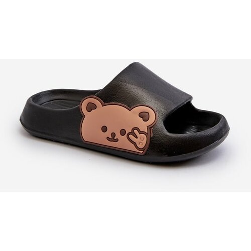 Kesi Lightweight foam slippers with teddy bear, Black Relif Slike
