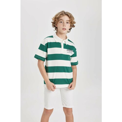 Defacto Boy Oversize Fit Striped Printed Polo T-Shirt Slike