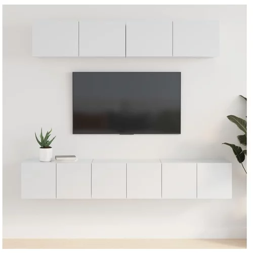  Komplet TV omaric 5-delni visok sijaj bel inženirski les