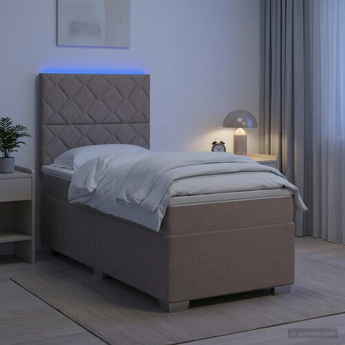  Boxspring krevet s madracem Sivosmeđa 90 x 190 cm Tkanina Smeđesiva 90 x 190 x 140.5 cm Cene