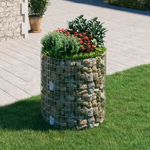 vidaXL Okrogla visoka greda gabion pocinkano jeklo Ø100x100 cm Cene