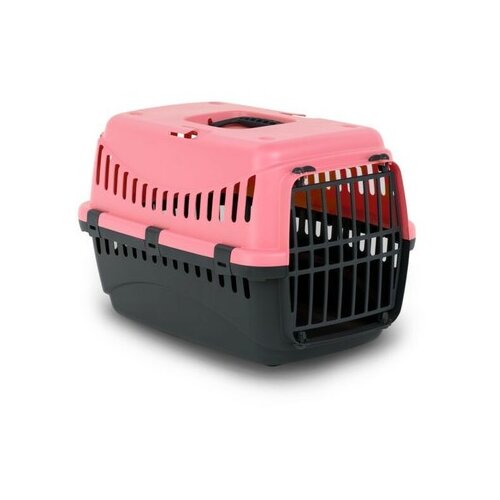 MP BERGAMO gipsy transporter za ljubimce sa plastičnim vratima, 58x38x38cm, roze-crni Slike
