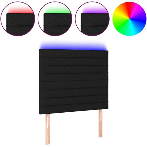 Maison Chic led posteljno vzglavje - vzglavna omarica - nočna omarica črno 80x5x118/128 cm blago, (21712323) Slike