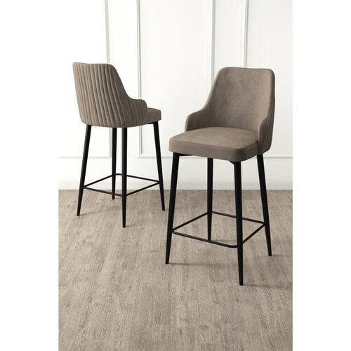 Hanah home set od 4 barskih stolica Tera, kapućino tkanina Babyface, crne metalne noge Cene