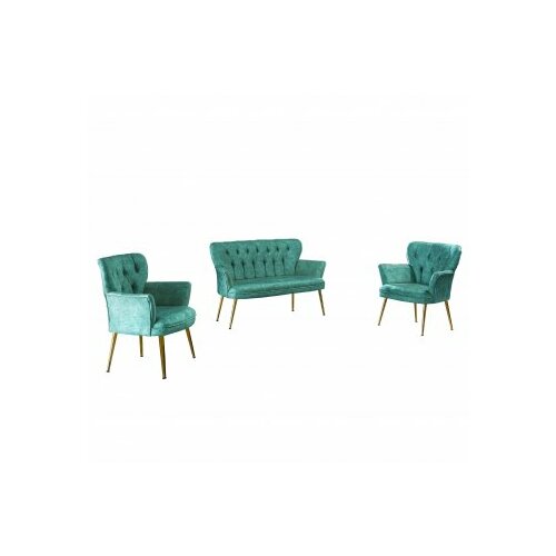 Atelier Del Sofa sofa i dve fotelje paris gold metal sea green Slike