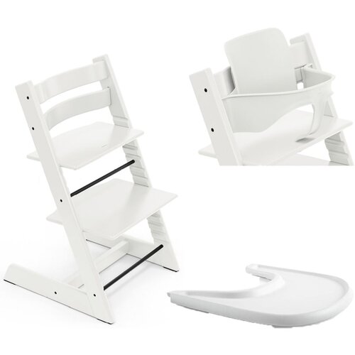 Stokke stol za hranjenje Tripp Trapp set 3v1 white/white 685500- pladenj Cene