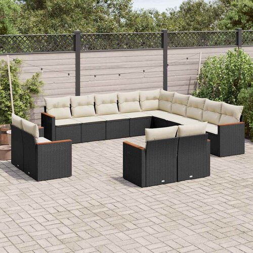  13-dijelni set vrtnih sofa s jastucima poliratan crni Cijene