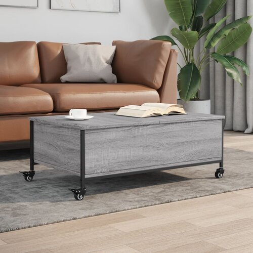 vidaXL Klubska mizica s kolesci siva sonoma 91x55x34cm inženirski les Cene