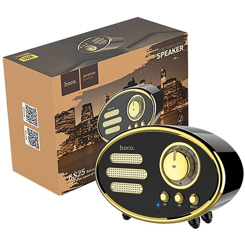 Hoco . Zvučnik bežični, Bluetooth,retro, 1200 mAh, 5 h, 5 W, crna - BS25 Time, Bluetooth, retro, black Cene